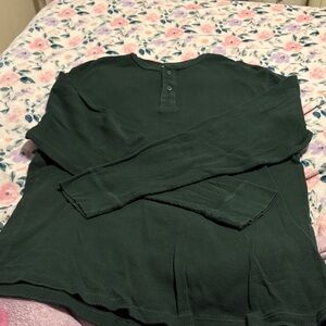 Merona Dark Green Long Sleeve Henley Shirt